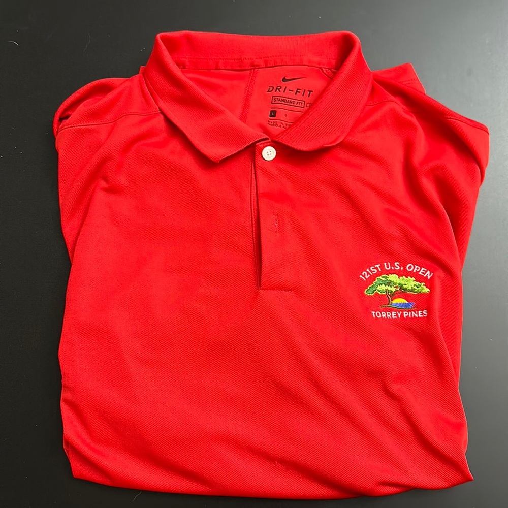 Nike dri-fit red golf polo men’s large Torrey Pines US Open